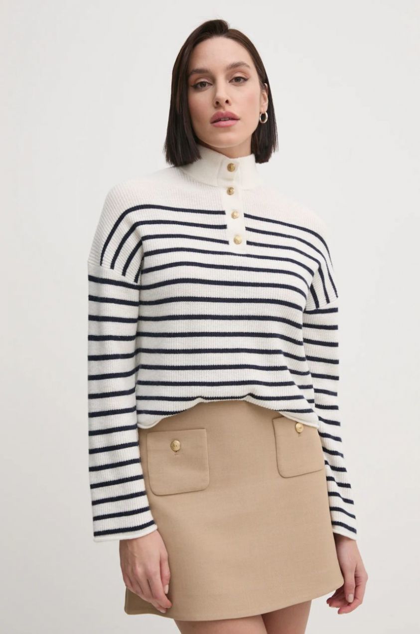Vlnený sveter Tommy Hilfiger dámsky, béžová farba, WW0WW44981