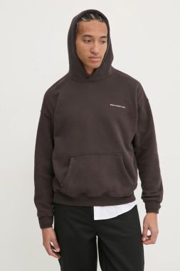 Mikina Abercrombie & Fitch pánska, hnedá farba, s kapucňou, jednofarebná, KI122-4366