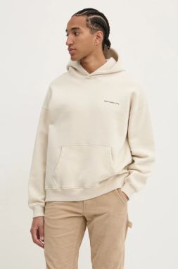Mikina Abercrombie & Fitch pánska, béžová farba, s kapucňou, jednofarebná, KI122-4366