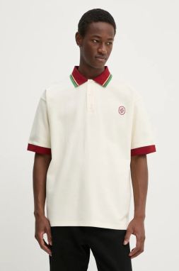 Bavlnené polo tričko Drôle de Monsieur Le Polo D Miroir béžová farba, s nášivkou, E-PL138-CO162-CM