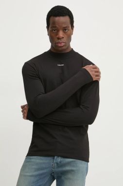 Tričko s dlhým rukávom Calvin Klein pánske, čierna farba, jednofarebné, K10K113792