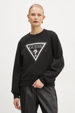 Mikina Guess dámska, čierna farba, s nášivkou, W5RQ09 K8802