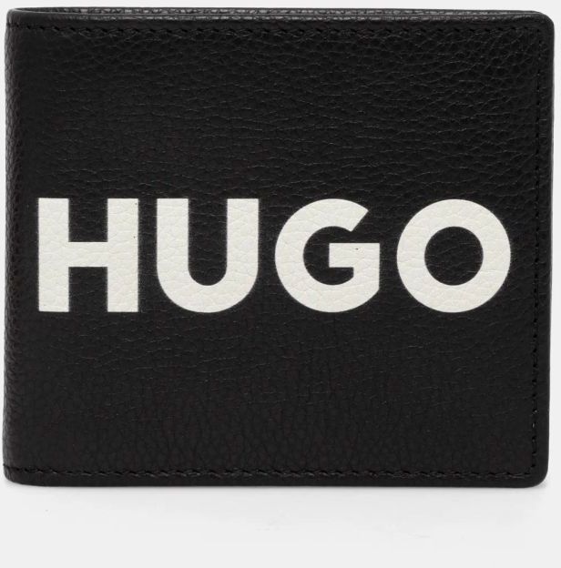 Kožená peňaženka HUGO pánska, čierna farba, 50536039