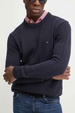 Bavlnený sveter Tommy Hilfiger tmavomodrá farba, MW0MW37397