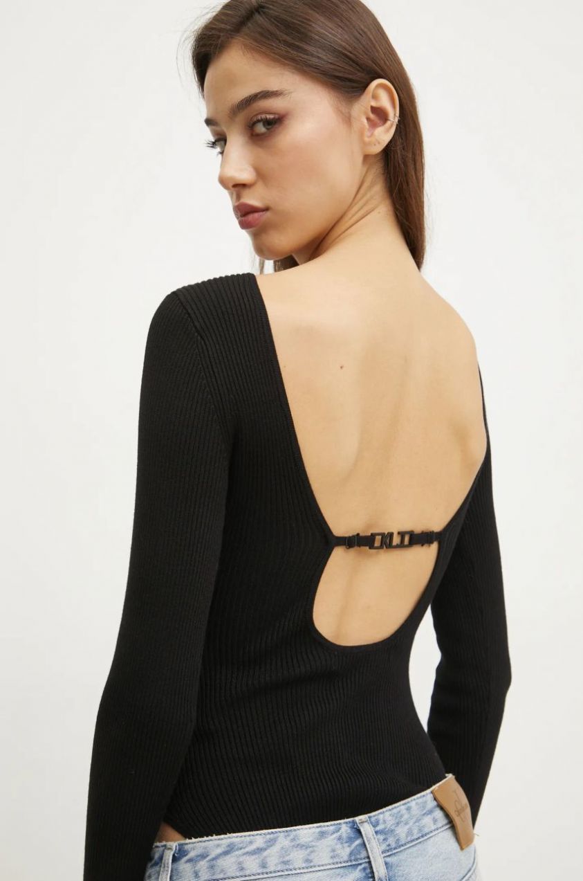 Body Karl Lagerfeld Jeans dámske, čierna farba, tenký, A1W18024