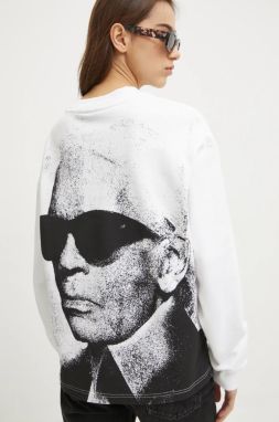 Bavlnená mikina Karl Lagerfeld Jeans dámska, biela farba, s potlačou, A1W20068