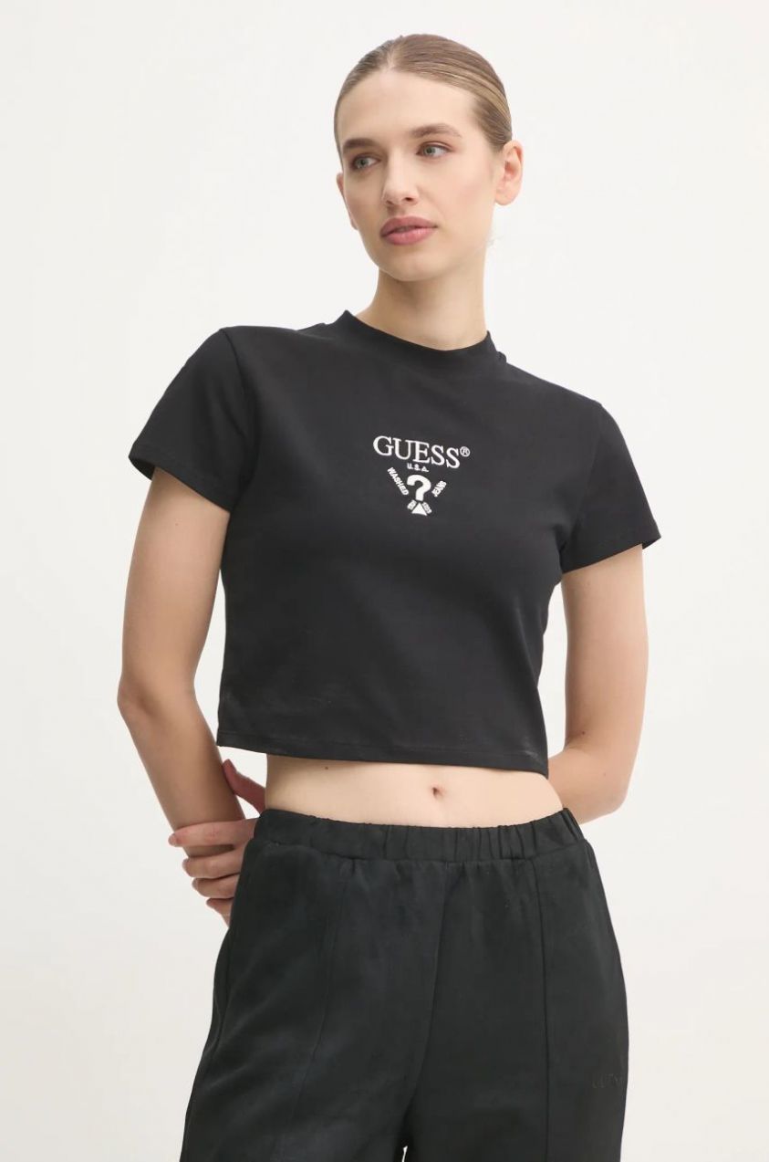 Tričko Guess COLETTE dámske, čierna farba, V4YI20 KCDH1
