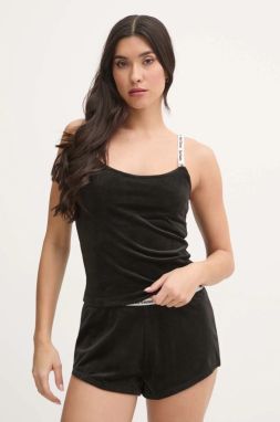 Pyžamový top Juicy Couture ELINA RIB VELOUR TOP čierna farba, JCLCT125501