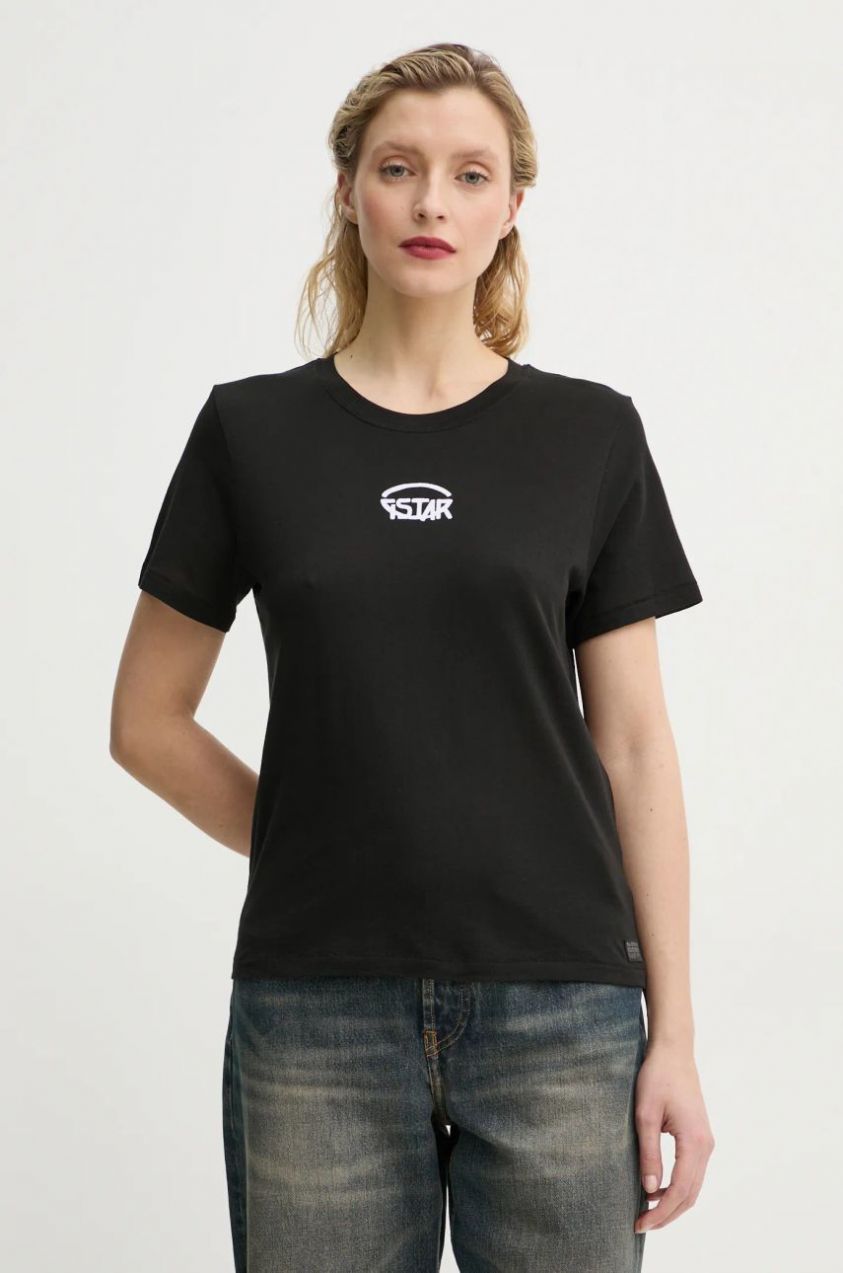 Bavlnené tričko G-Star Raw dámske, čierna farba, D26417-C954