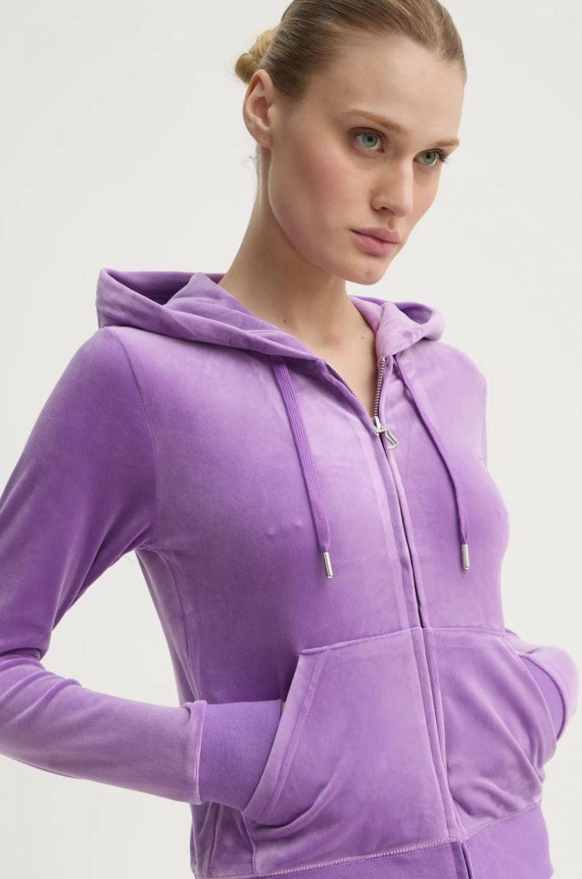 Mikina Juicy Couture ROBERTSON CLASS dámska, fialová farba, s kapucňou, jednofarebná, JCAP176