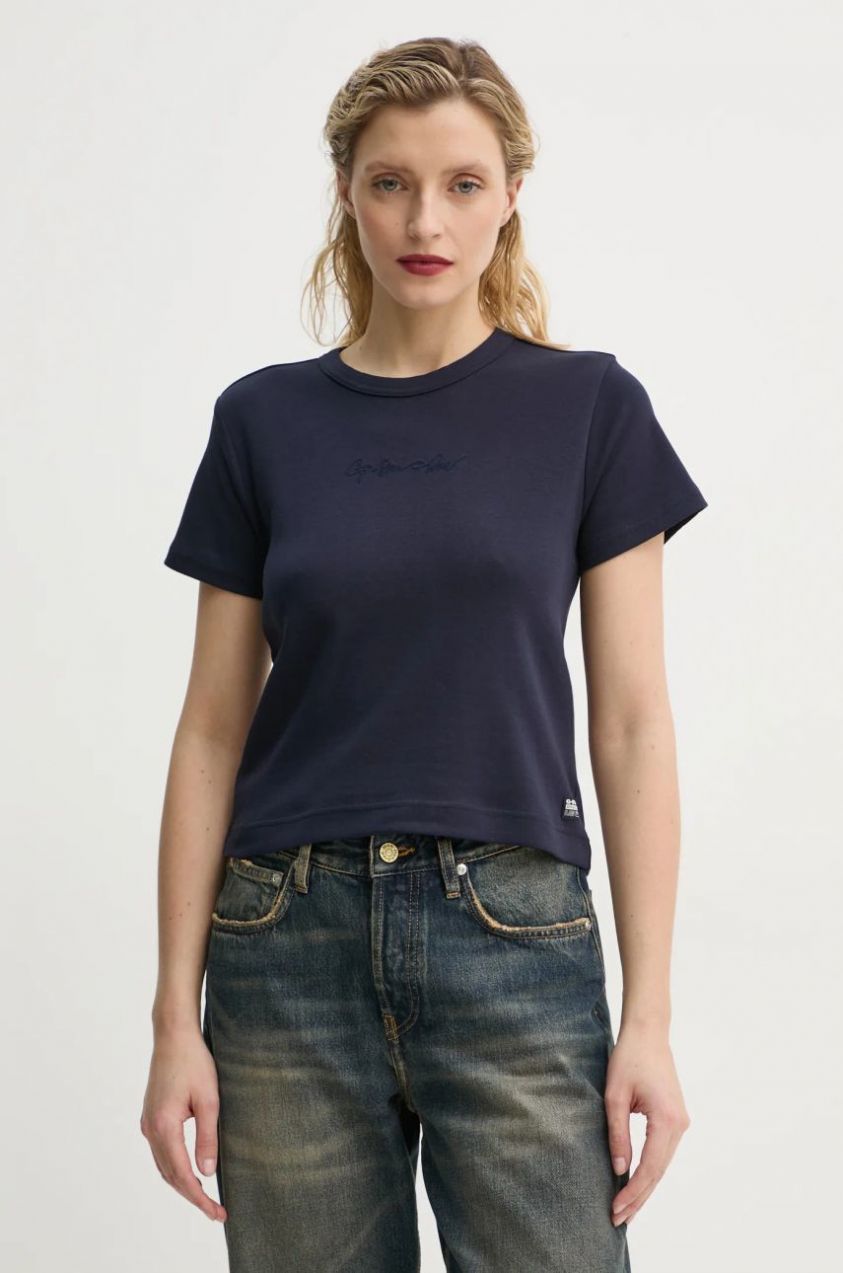 Bavlnené tričko G-Star Raw dámske, tmavomodrá farba, D26423-C812