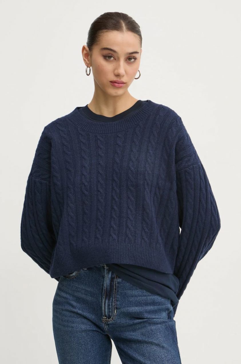 Sveter Hollister Co. dámsky, tmavomodrá farba, KI350-4274