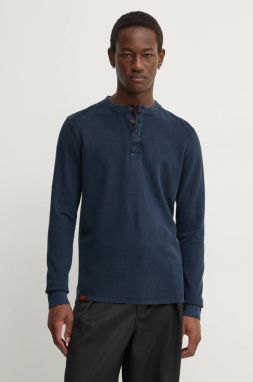 Bavlnené tričko s dlhým rukávom Superdry tmavomodrá farba, jednofarebný, M6010845A-98T