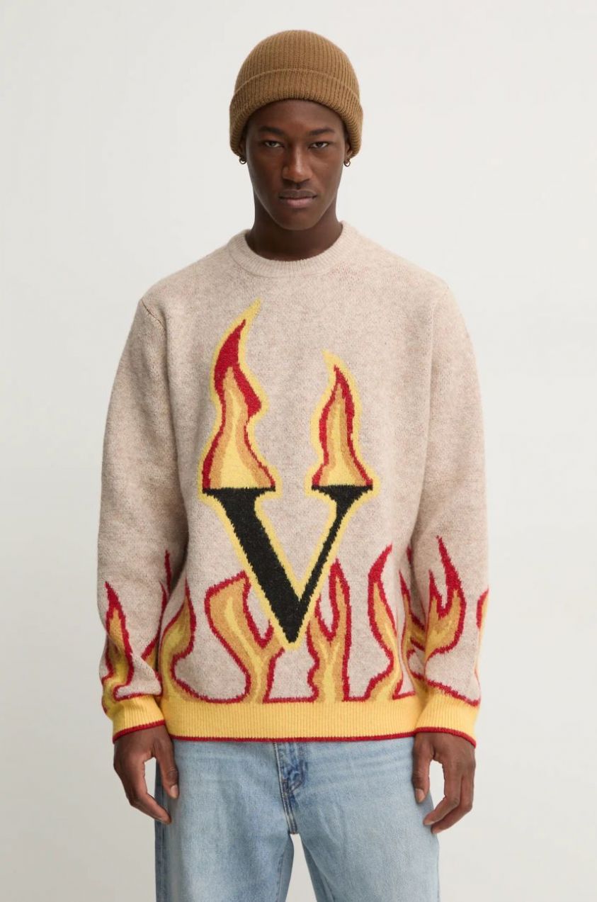 Sveter Volcom x FERGUS PURCELL pánsky, béžová farba, A0732400
