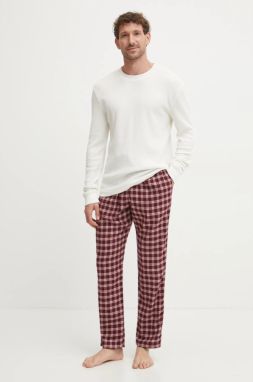 Pyžamo Hollister Co. pánske, béžová farba, vzorované, KI313-4022
