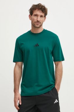 Bavlnené tričko adidas Essential pánske, zelená farba, jednofarebné, JF1096