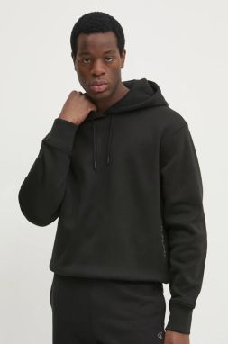 Mikina Calvin Klein Jeans pánska, čierna farba, s kapucňou, jednofarebná, J30J326776