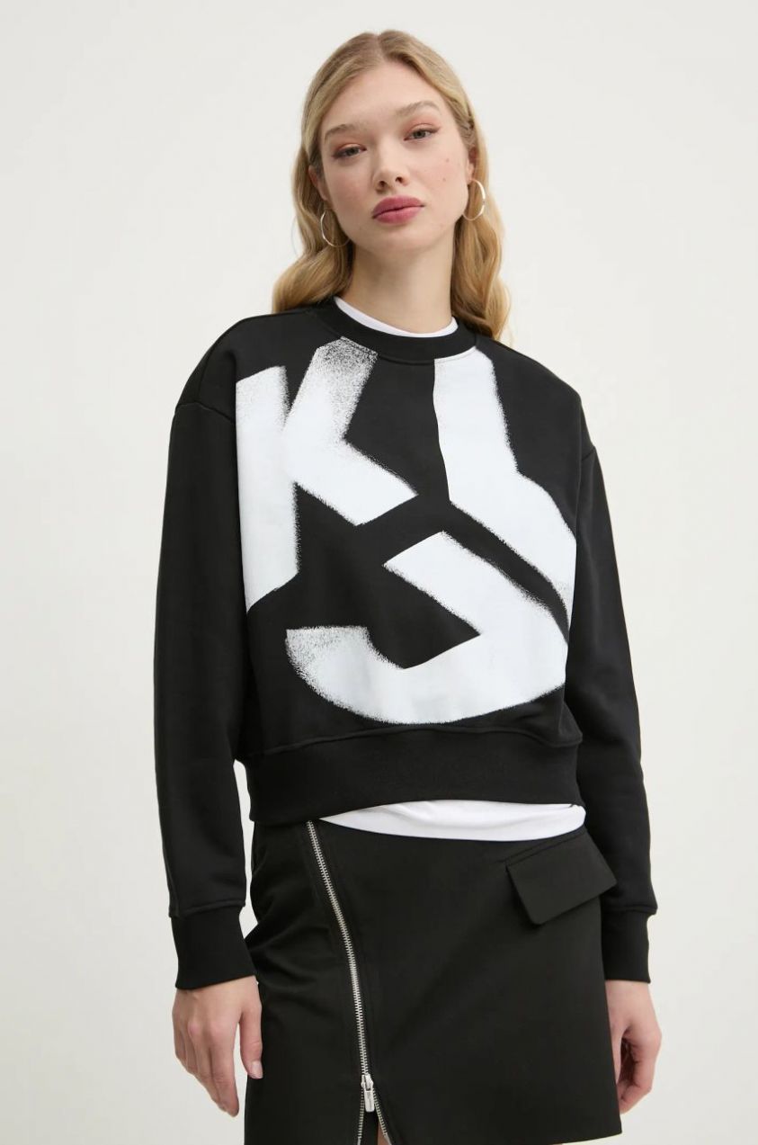Bavlnená mikina Karl Lagerfeld Jeans dámska, čierna farba, s potlačou, A1W20022