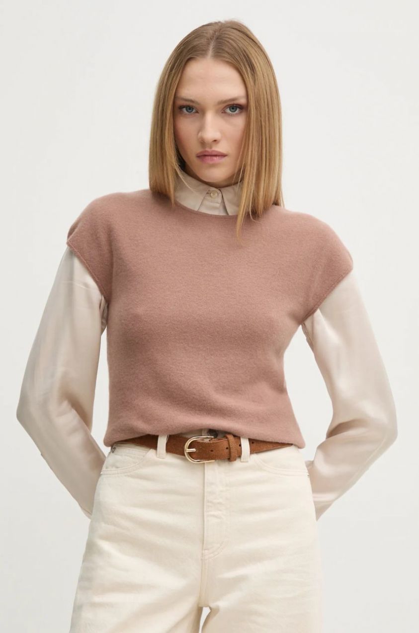 Sveter Calvin Klein dámsky, hnedá farba, tenký, K20K208097