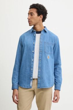Rifľová košeľa Tommy Jeans pánska, regular, s klasickým golierom, DM0DM20459