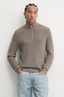Vlnený sveter Abercrombie & Fitch pánsky, hnedá farba, tenký, KI120-4176