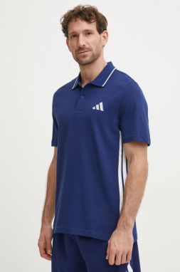 Bavlnené polo tričko adidas Essentials tmavomodrá farba, vzorovaný, JE6382