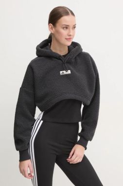 Mikina adidas x Moon Boot dámska, čierna farba, s kapucňou, s nášivkou, IY8049