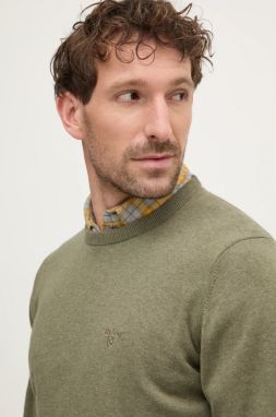 Bavlnený sveter Barbour zelená farba, tenký, MKN0932GN68