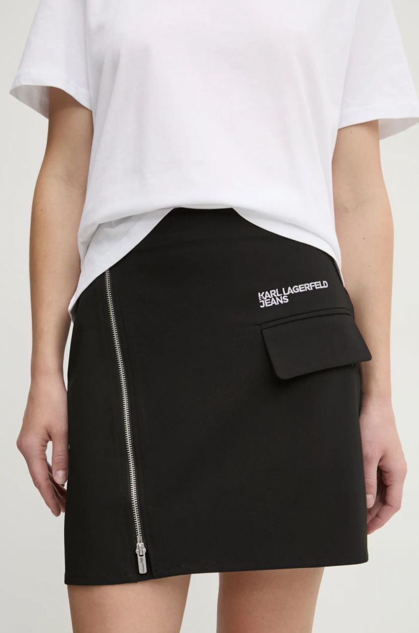 Sukňa Karl Lagerfeld Jeans čierna farba, mini, puzdrová, A1W12012