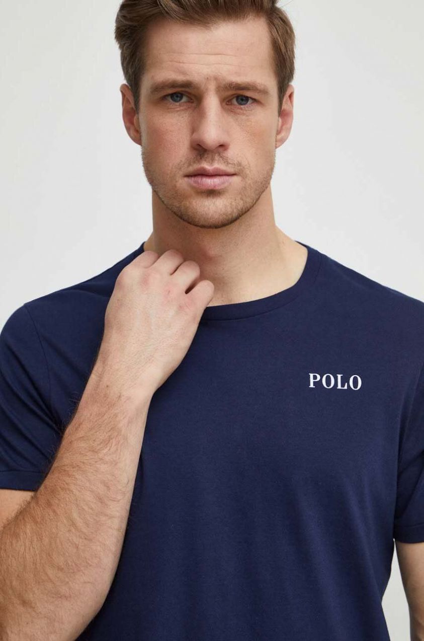 Bavlnené tričko Polo Ralph Lauren pánske,tmavomodrá farba,s potlačou,714931650