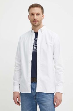 Bavlnená košeľa Tommy Hilfiger pánska, biela farba, regular, s golierom button-down, MW0MW36204