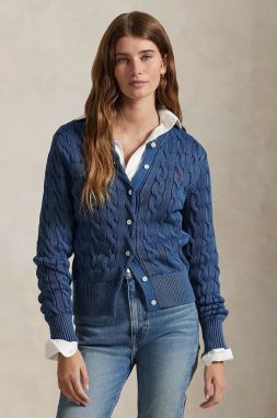 Bavlnený kardigán Polo Ralph Lauren fialová farba, tenký, 211955325