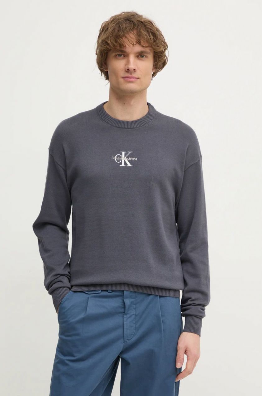 Bavlnený sveter Calvin Klein Jeans čierna farba, tenký, J30J327404