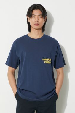 Bavlnené tričko Universal Works Print Pocket Tee pánské, tmavomodrá farba, s potlačou, 30611.NAVY