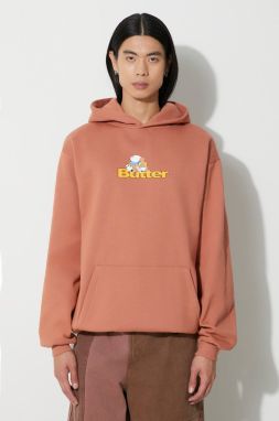 Mikina Butter Goods Teddy Logo Pullover Hood pánska, oranžová farba, s kapucňou, s potlačou, BGQ3231304