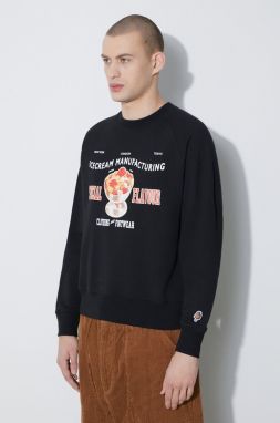 Bavlnená mikina Icecream Special Flavour Crewneck pánska, čierna farba, s potlačou, IC24122