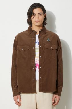 Menčestrová košeľa ICECREAM Needle Cord Shirt hnedá farba, regular, IC24221