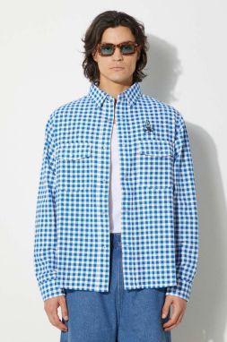 Bavlnená košeľa ICECREAM Longsleeve Printed Check Shirt pánska, voľný strih, s klasickým golierom, IC24222