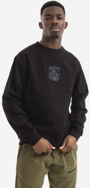 Bavlnená mikina Maharishi Maha Force Embroidered Crew 8075 BLACK pánska, čierna farba, s nášivkou