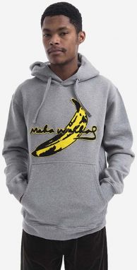 Bavlnená mikina Maharishi Chanile Banana x Warhol 9644.MARL-MARL, pánska, šedá farba, s kapucňou, s nášivkou
