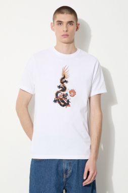 Bavlnené tričko Maharishi Original Dragon pánske, biela farba, s nášivkou, 5125.WHITE