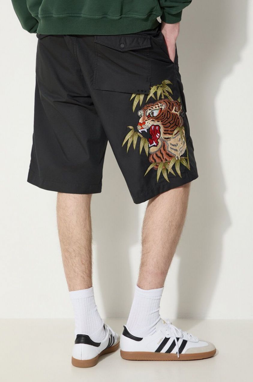 Šortky Maharishi Maha Tiger Loose Snoshorts pánske, čierna farba, 5099.BLACK