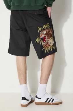 Šortky Maharishi Maha Tiger Loose Snoshorts pánske, čierna farba, 5099.BLACK