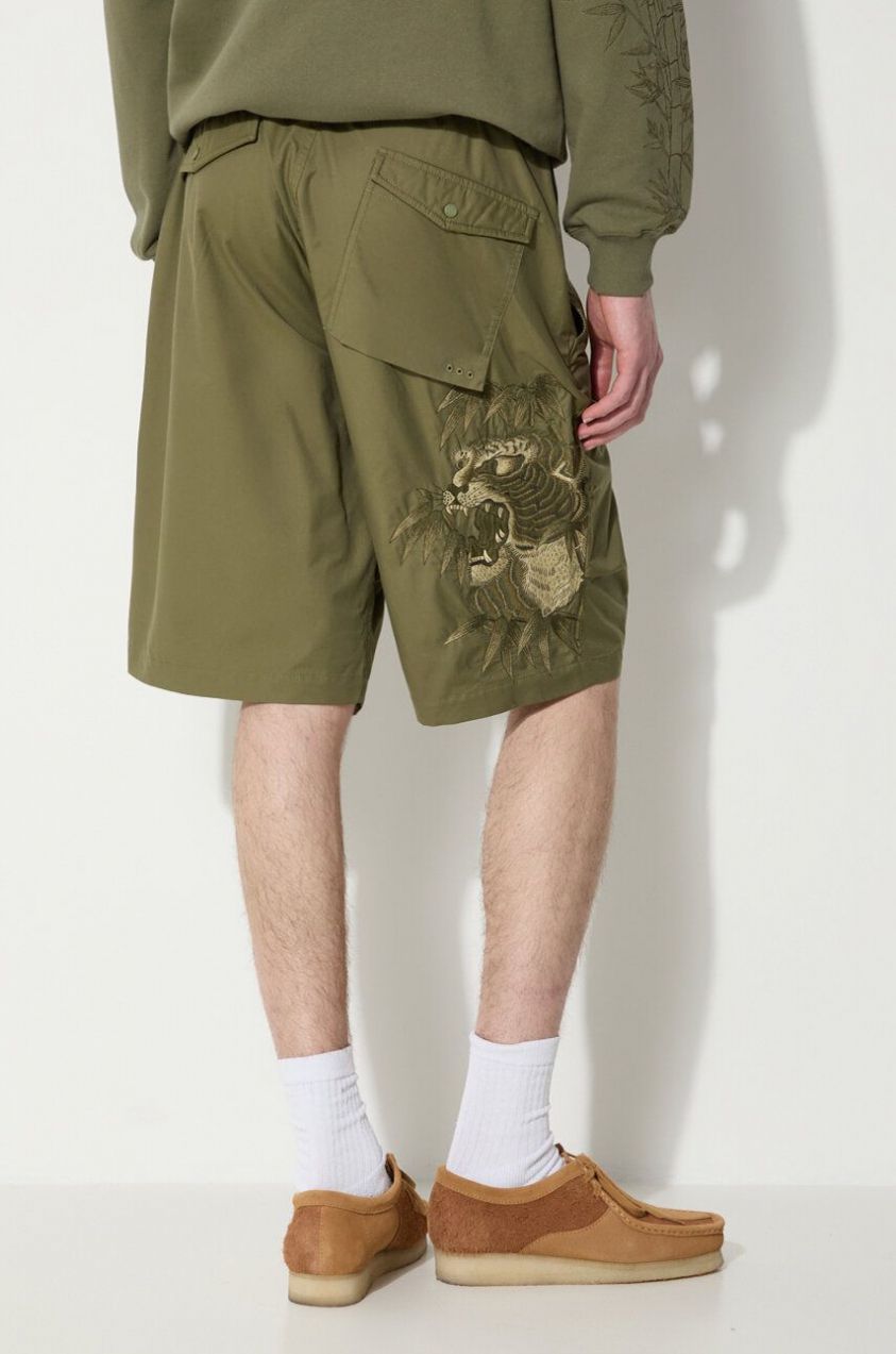 Šortky Maharishi Maha Tiger Loose Snoshorts pánske, zelená farba, 5099.OLIVE