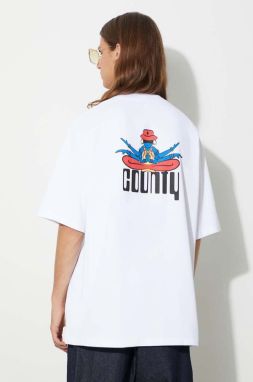 Bavlnené tričko Marcelo Burlon Disco God biela farba, s potlačou