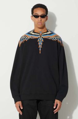 Bavlnená mikina Marcelo Burlon Optical Wings pánska, čierna farba, s potlačou