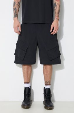 Šortky Marcelo Burlon Cross Nylon Cargo Shorts pánske, čierna farba, CMCS001S24FAB0011001