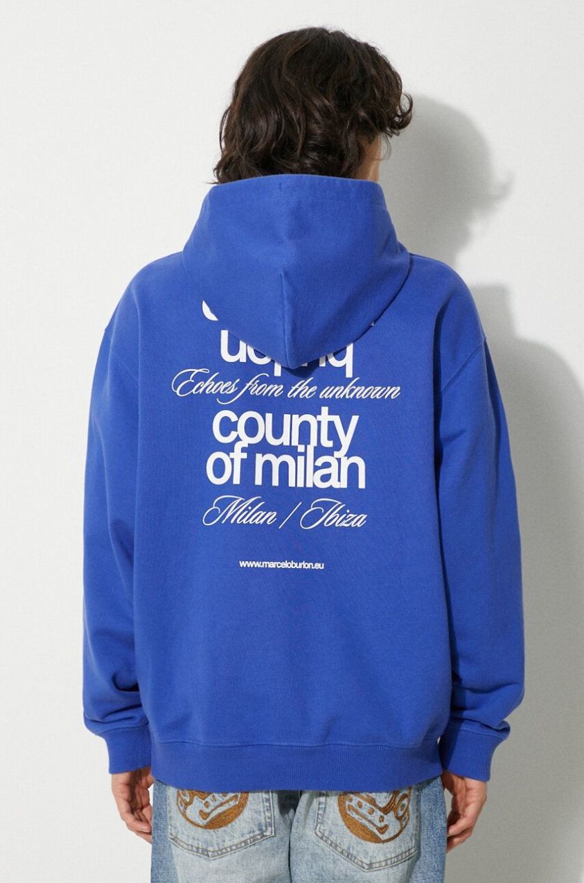 Mikina Marcelo Burlon MBCM Slogan Comfort Hoodie pánska, s kapucňou, s potlačou, CMBB106F24FLE0064501