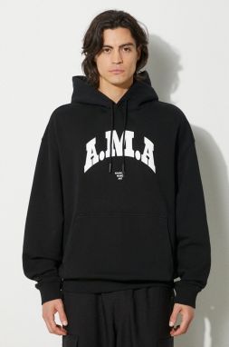 Bavlnená mikina Marcelo Burlon Ama Comfort Hoodie pánska, čierna farba, s kapucňou, s potlačou, CMBB106F24FLE0081001