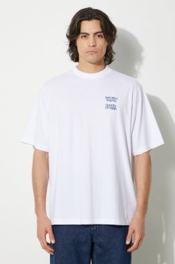 Bavlnené tričko Marcelo Burlon MCBM Slogan Over Tee pánske, biela farba, s potlačou, CMAA054F24JER0070145